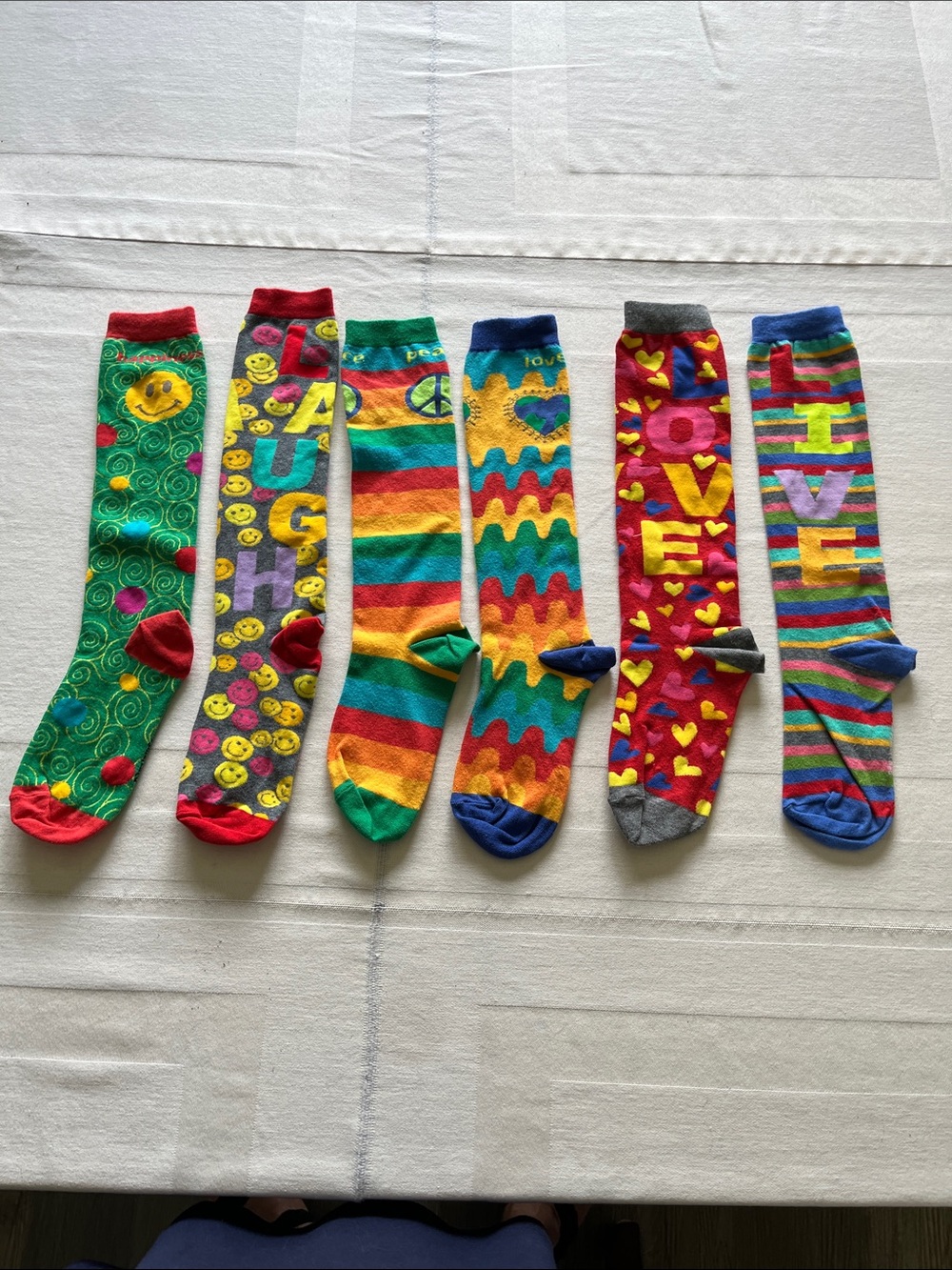 Colorful Greteful Dead Patterned Knee Socks In Various Designs Bundle of 6